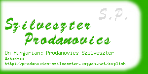 szilveszter prodanovics business card